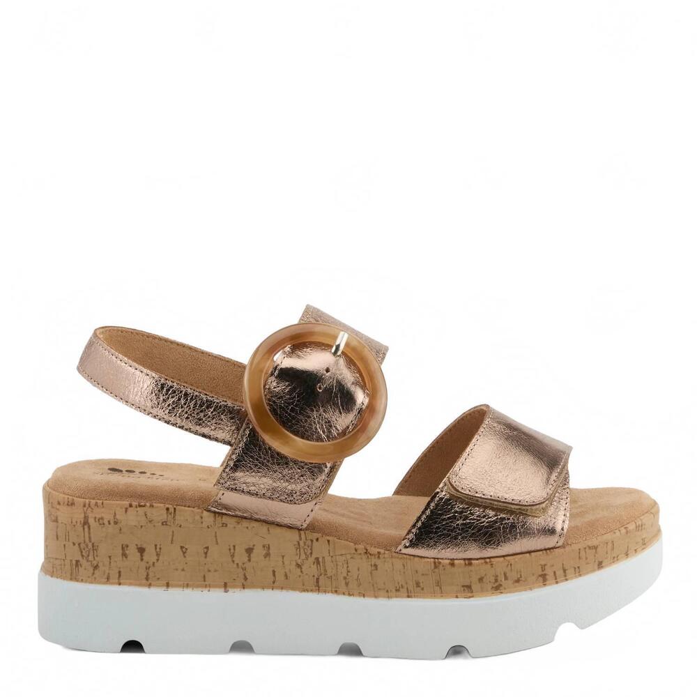 NEW SPRING STEP SHOES women's abarah leather platform sandal in bronze